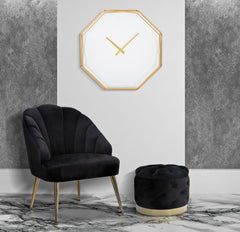 Reloj de pared octogonal de metal dorado