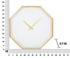 Reloj de pared octogonal de metal dorado