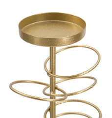 Portavelas de metal dorado con base de mármol