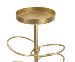 Candelabro geométrico de metal dorado y base de mármol