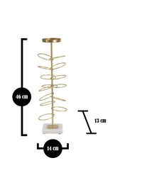 Candelabro geométrico de metal dorado y base de mármol