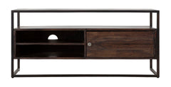 Mueble TV de madera de acacia nilótica y metal negro