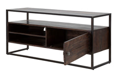 Mueble TV de madera de acacia nilótica y metal negro