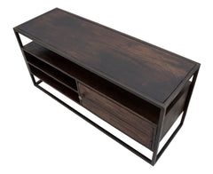 Mueble TV de madera de acacia nilótica y metal negro
