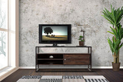 Mueble TV de madera de acacia nilótica y metal negro