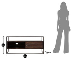 Mueble TV de madera de acacia nilótica y metal negro