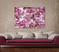 Impresión sobre lienzo, marco de madera, floral, colores vivos