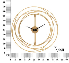Horloge murale métal doré cadre cercles entrecroisés