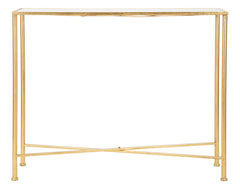 Console Papillons métal doré et verre