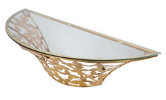 Consola de pared semicircular Mariposas Metal Dorado y Cristal
