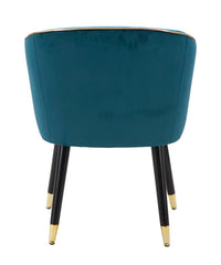 Sillón azul petróleo París con patas de madera negra y acabados dorados