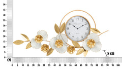 Reloj de pared redondo con diseño 3D de flores y hojas en colores vivos y blancos