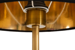 Lámpara de mesa Perroquets, metal dorado, pantalla de tela negra