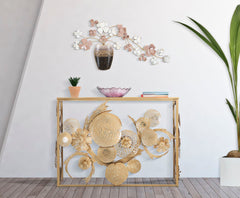 Panel decorativo de pared de hierro 3D con flores