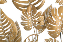Panel de pared decorativo 3D de metal dorado, diseño redondo de selva