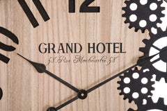 Reloj de pared redondo con mecanismo de madera natural