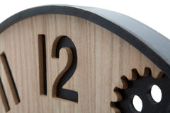 Reloj de pared redondo con mecanismo de madera natural