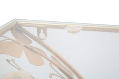 Table de nuit murale en métal doré décorée de papillons plateau en verre