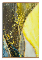Panel decorativo de pared Sunny de cristal con marco de metal dorado