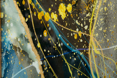 Panel decorativo de pared Sunny de cristal con marco de metal dorado
