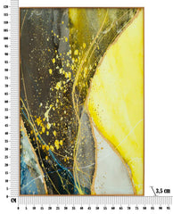 Panel decorativo de pared Sunny de cristal con marco de metal dorado