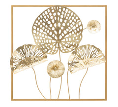 Panel de pared decorativo 3D Flores de hierro dorado