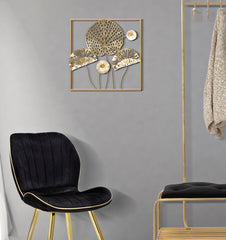 Panel de pared decorativo 3D Flores de hierro dorado