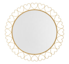 Espejo de pared redondo Corazones Metal Dorado