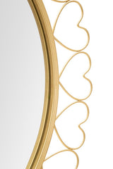 Espejo de pared redondo Corazones Metal Dorado
