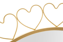 Espejo de pared redondo Corazones Metal Dorado