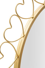 Espejo de pared redondo Corazones Metal Dorado