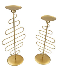 Bougeoirs en métal doré Alid 2 pcs lignes sinueuses