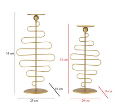 Bougeoirs en métal doré Alid 2 pcs lignes sinueuses
