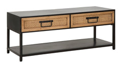 Mueble TV Hanói Metal Negro y 2 cajones Madera Tejida