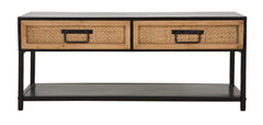 Mueble TV Hanói Metal Negro y 2 cajones Madera Tejida