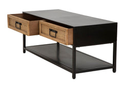 Mueble TV Hanói Metal Negro y 2 cajones Madera Tejida