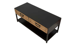 Mueble TV Hanói Metal Negro y 2 cajones Madera Tejida