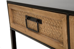 Mueble TV Hanói Metal Negro y 2 cajones Madera Tejida