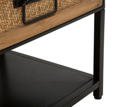 Mueble TV Hanói Metal Negro y 2 cajones Madera Tejida