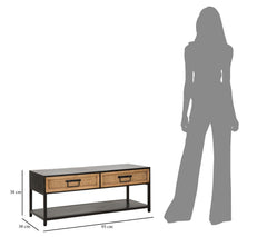 Mueble TV Hanói Metal Negro y 2 cajones Madera Tejida