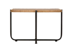 Table basse rectangulaire CEBU Métal Noir et Rotin tissé