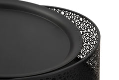Mesa redonda Blacky de metal negro con patas doradas
