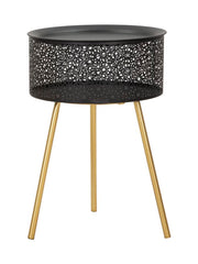 Mesa redonda Blacky de metal negro con patas doradas