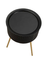 Mesa redonda Blacky de metal negro con patas doradas
