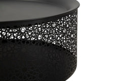 Mesa redonda Blacky de metal negro con patas doradas