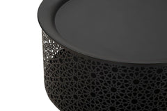 Mesa redonda Blacky de metal negro con patas doradas