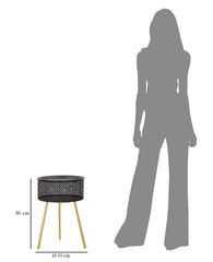Mesa redonda Blacky de metal negro con patas doradas