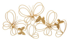 Portavelas de pared Mariposas Metal Dorado
