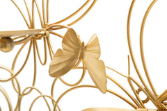 Portavelas de pared Mariposas Metal Dorado