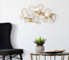 Portavelas de pared Mariposas Metal Dorado